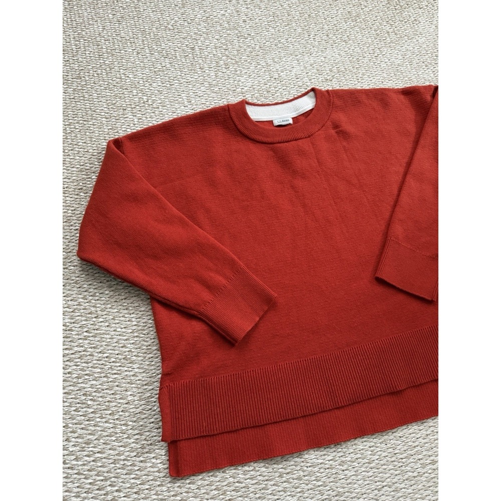 Women's Vintage L L Bean Cotton Cashmere Blend Sweater. Burnt Orange. LG